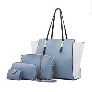 NWT Blue and white purse 4-piece set